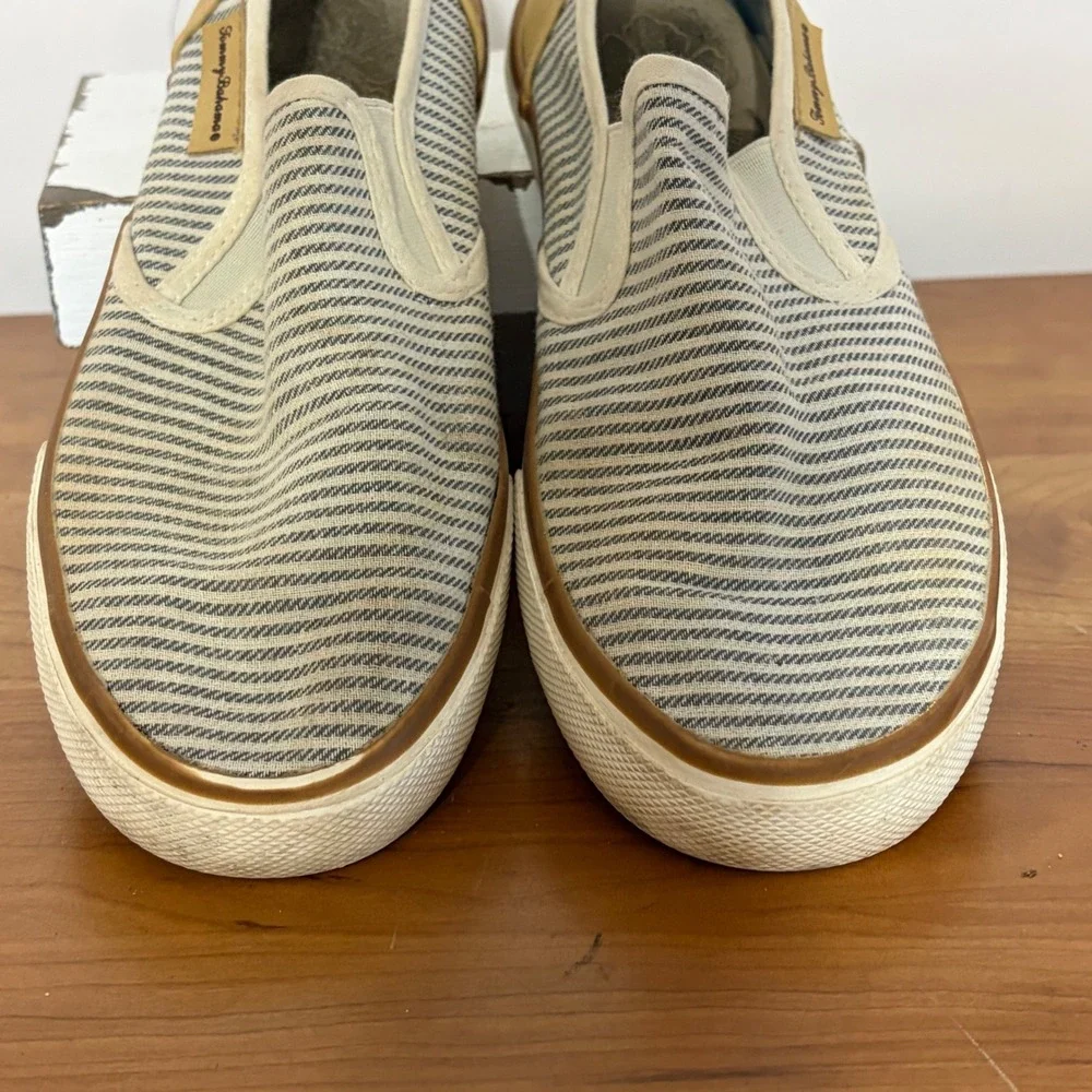 Tommy Bahama Womens Striped Slip On Sneakers Blue Cream TBF21WVL025A Size 8.5